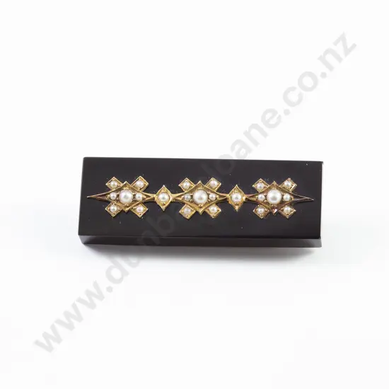 Victorian Onyx and Seed Pearl Brooch