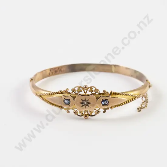 Edwardian 9ct Fancy Hinged Snap Bangle