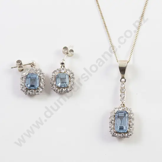 9ct and Silver Synthetic Spinel & Sapphire Cluster Pendant