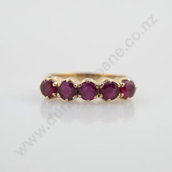 18ct Five Stone Ruby Bridge Ring