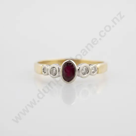 18ct Five Stone Ruby & Diamond Bridge Ring