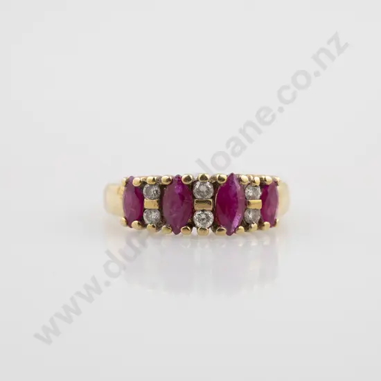 9ct Four Stone Ruby Bridge Ring