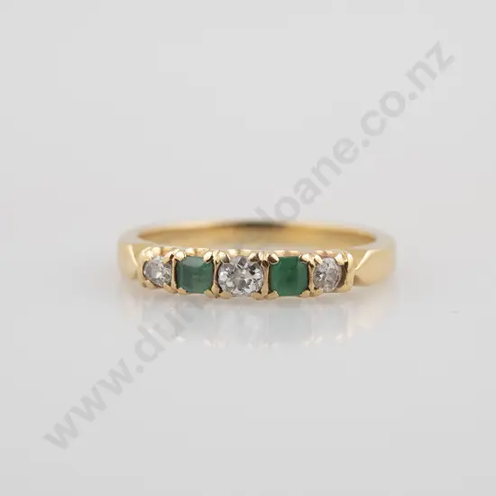 18ct Five Stone Emerald and Diamond Band