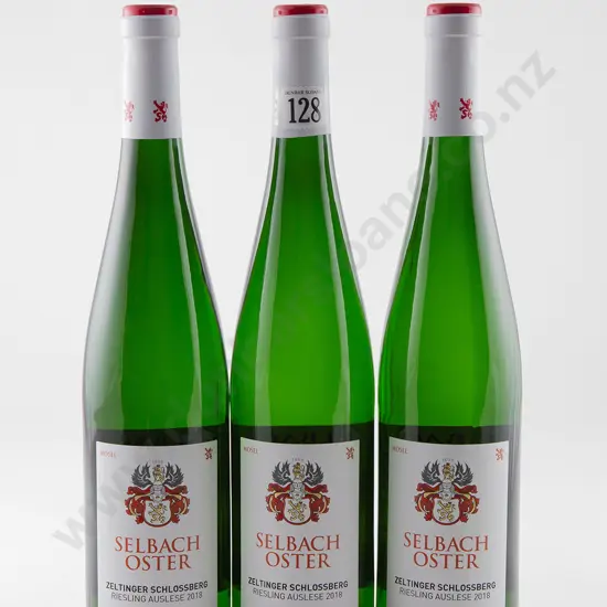 3 bottles Selbach Oster 'Zeltinger Schlossberg' Ries Auslese Vintage 2018 (BEERENAULESE level)