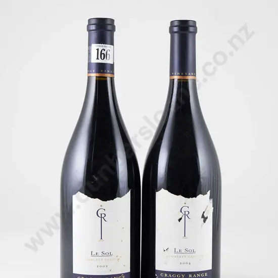 2 bottles Craggy Range Le Sol Gimblett Gravel Vintage 2002 and 2004