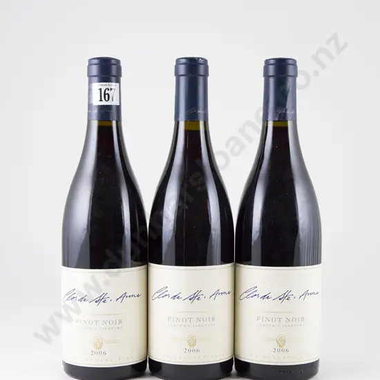 3 bottles Milton Clos de St Anne Naboths Pinot Noir Vintage 2006