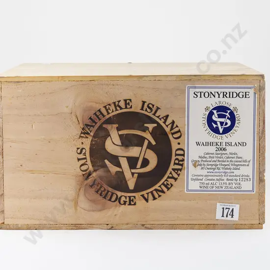 6 bottles Stonyridge Waiheke Island Larose Vintage 2006