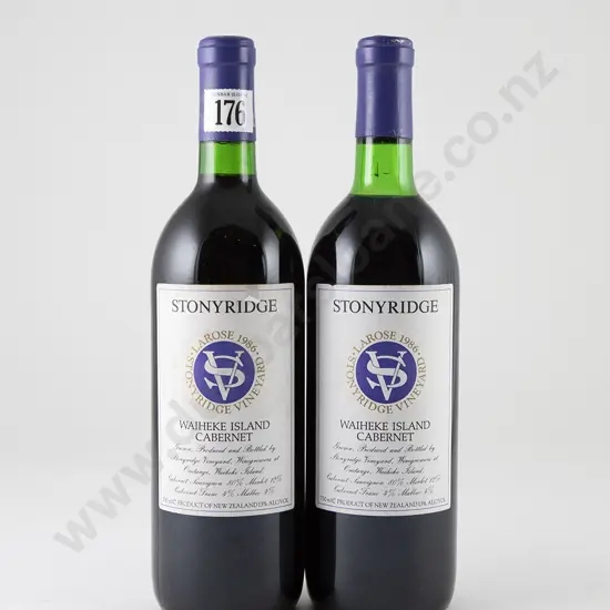2 bottles Stonyridge Waiheke Island Larose  Cabernet Vintage 1986