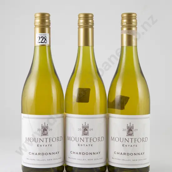 3 bottles Mountford Estate Chardonnay Waipara Vintage 2009