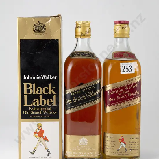2 bottles Johnnie Walker Red and Black Labels Scotch Whisky