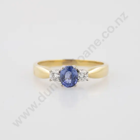 18ct Three Stone Sapphire & Diamond Bridge Ring