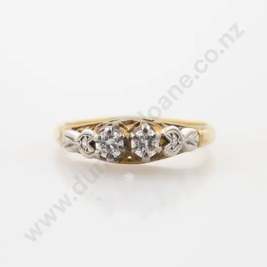 18ct Two Stone Diamond Bridge Ring