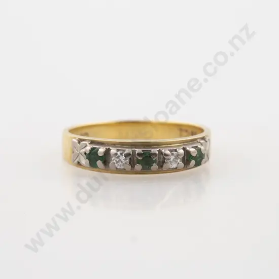 18ct Five Stone Emerald & Diamond Eternity Band