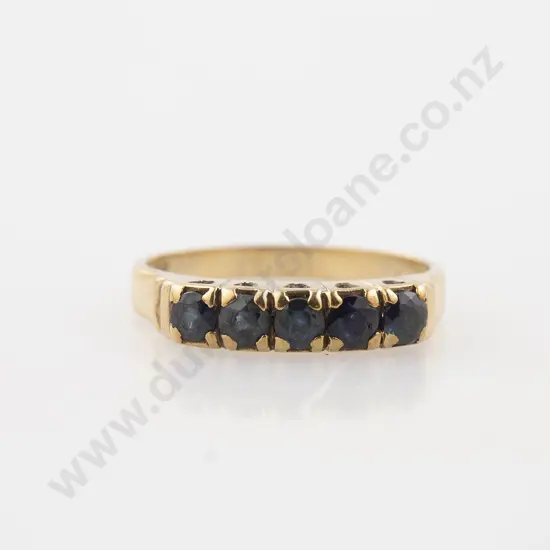 9ct Five Stone Sapphire Bridge Ring