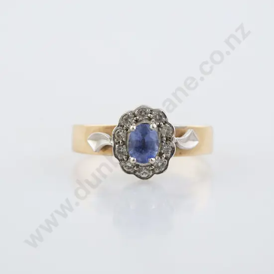 9ct Eleven Stone Sapphire & Diamond Cluster Ring