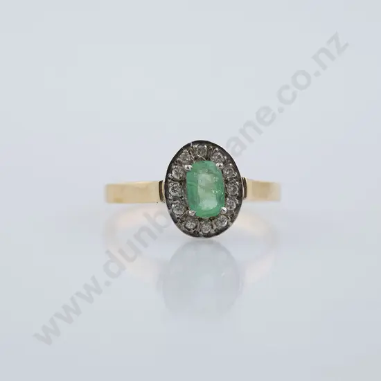 9ct 13stone Emerald and Diamond Cluster Ring