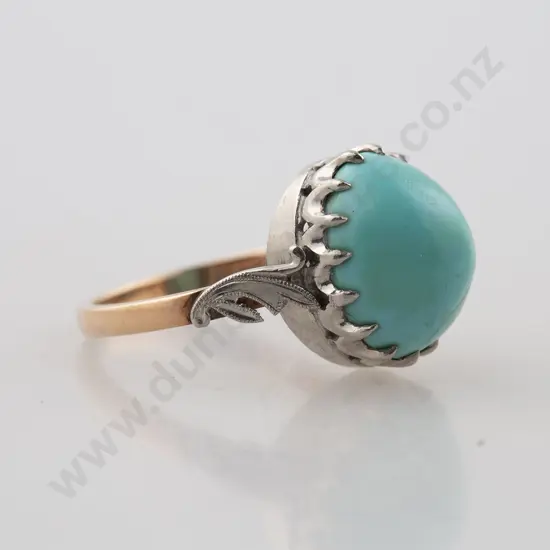 9ct White Gold Single Turquoise Ring