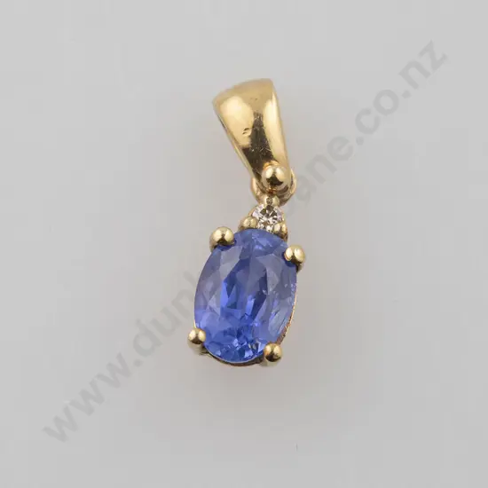 9ct Two Stone Sapphire & Diamond Pendant