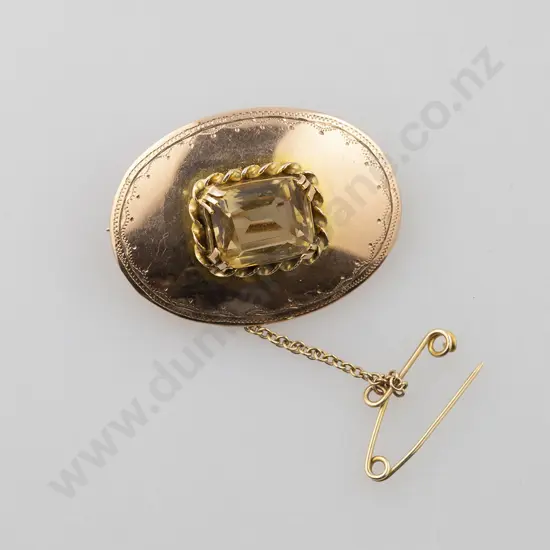 9ct Single Citrine Brooch
