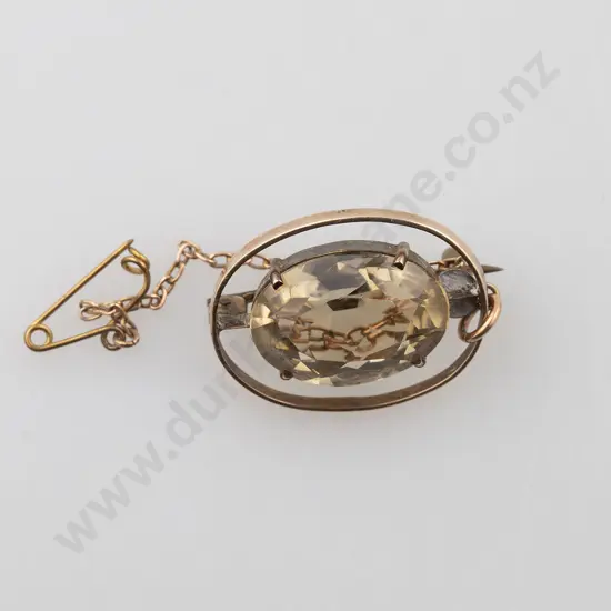 9ct Single Citrine Brooch