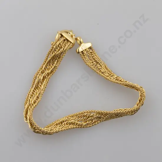 9ct Mixed Twist Trace and Bead Link Bracelet