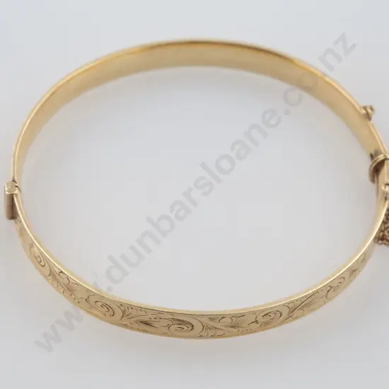 9ct on Bronze Hinged Snap Bangle