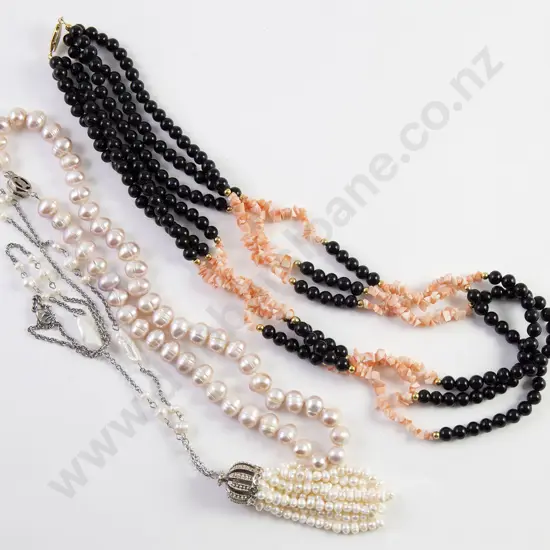 Onyx and Coral Necklace