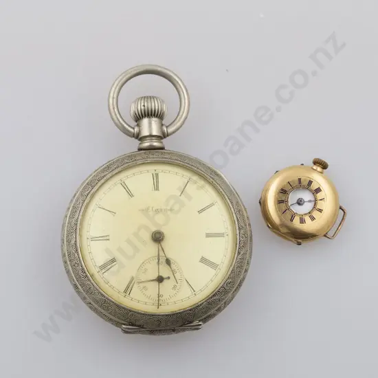 Elgin Silver Plated Open Face Lever Wind Pocket Watch and other