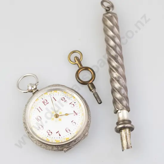 .935 Silver Open Face Key Wind Small Pocket Watch