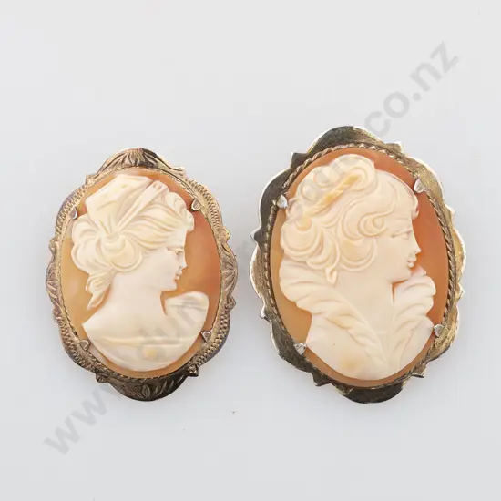 Two S/S Framed Portrait Cameo Brooches
