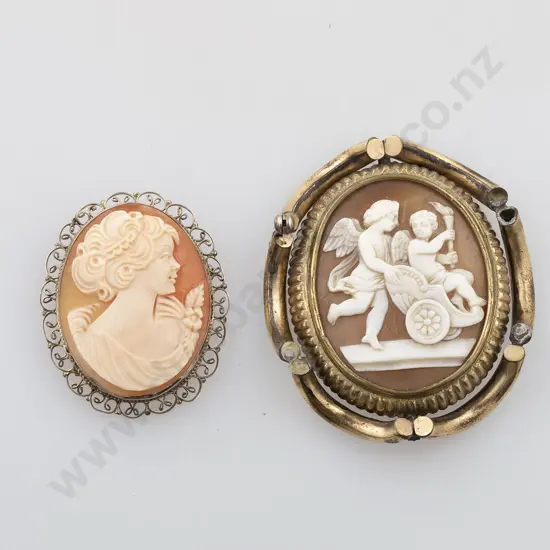 Victorian Gold Plated Framed Cameo Swivel Brooch
