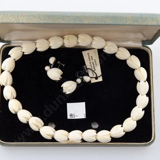 Original Boxed Carved Ivory Necklace