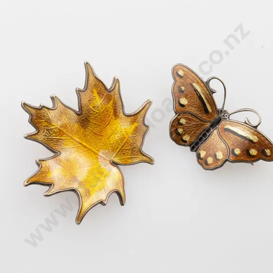 Two Sterling 925 Norway Enamelled Brooches