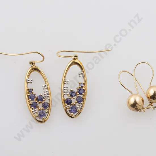 Two Pair 9ct Pendant Earrings