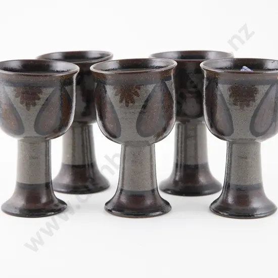 Five Anneke Borren Wine Goblets