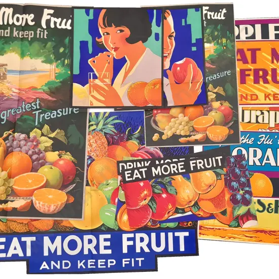 Collection NZ Fruit Posters - Eat More Fruit / Keep Fit (etc)