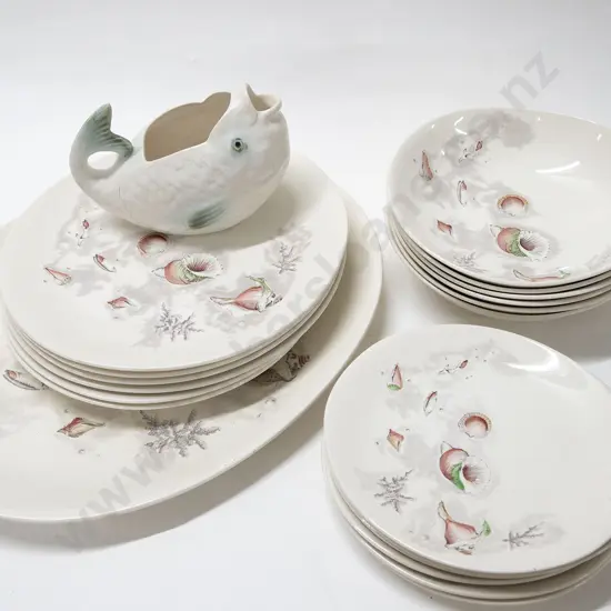 Quantity of Johnson Bros ' Romance of the Sea' Dinner Ware and Shorters Jug