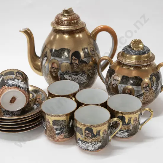 Japanese Satsuma Teaset "Ugly Faces"