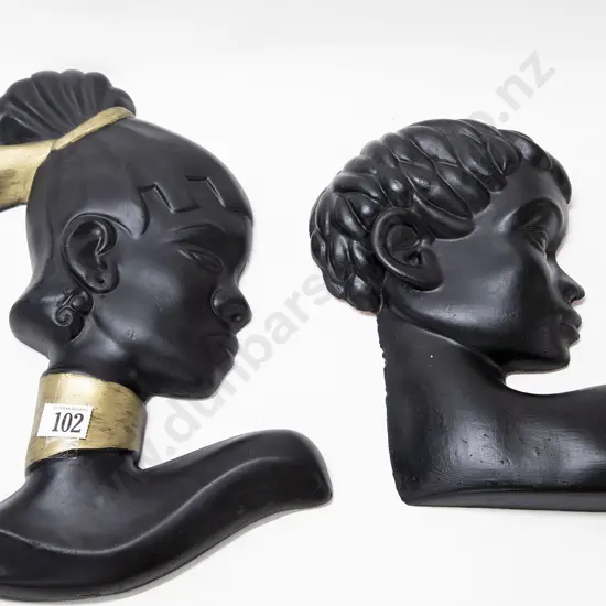 Two Vintage Sixties Chalk Ware Wall Plaques