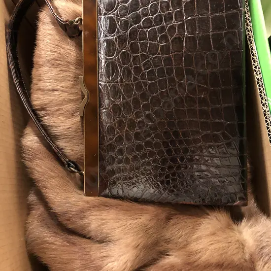 Mink Stole and Crocodile Handbag