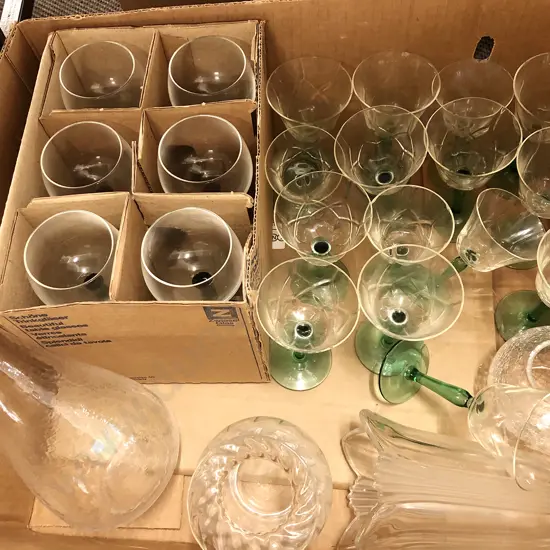 Box of Assorted Glassware