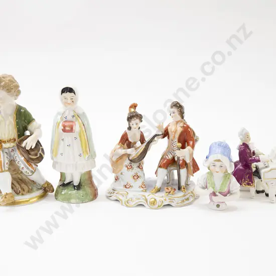 Half China Figure with Staffordshire Figure and Three Others