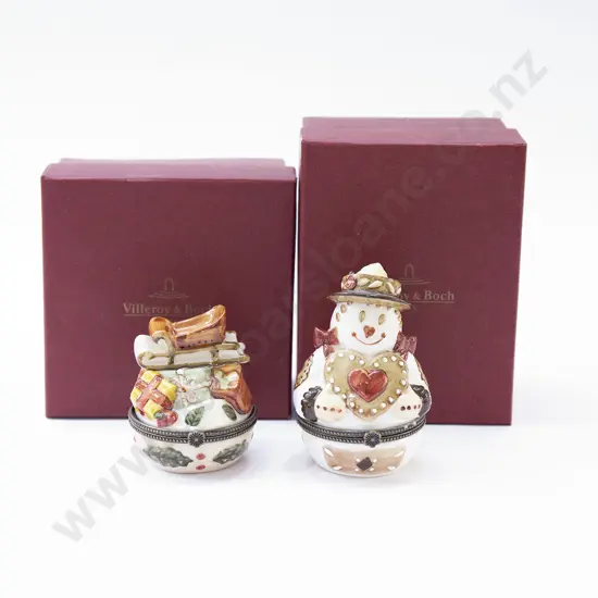 Two Villeroy & Bosch Xmas Tree Trinket Boxes