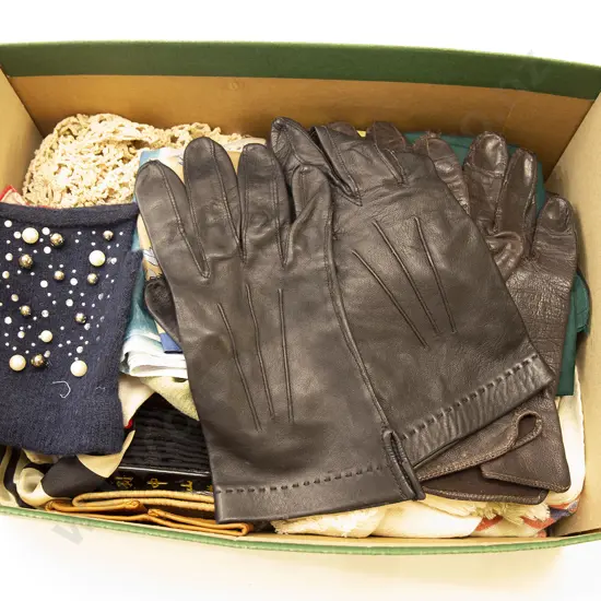 Box of Assorted Scarves and Gloves