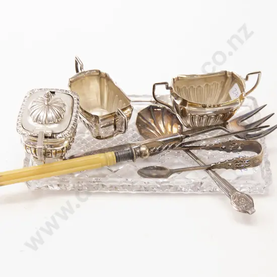 Assorted S/S and S/P Items on Crystal Tray (9)