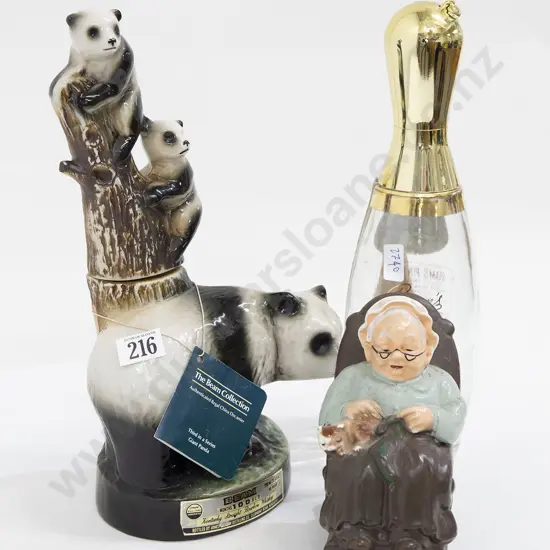 Two Novelty Jim Beam Decanters (opened) and Money Box