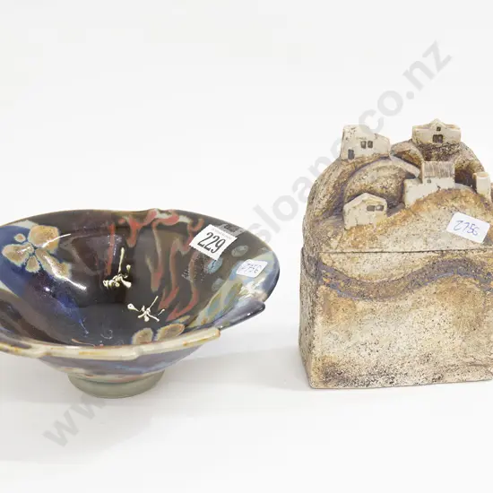 NZ Pottery Lidded Container and Glazed Bowl