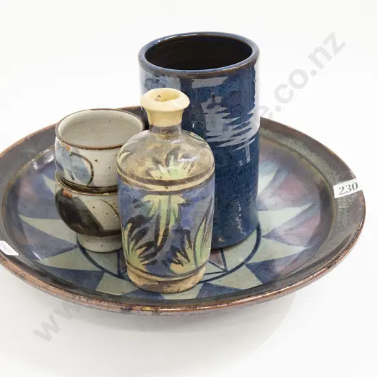 Jill Totty Wall Hanging Plate Together with Two Vases and Two Unomi