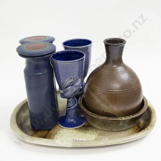 Quantity of Assorted Pottery incl Goblets and Japanese Bottle Vase