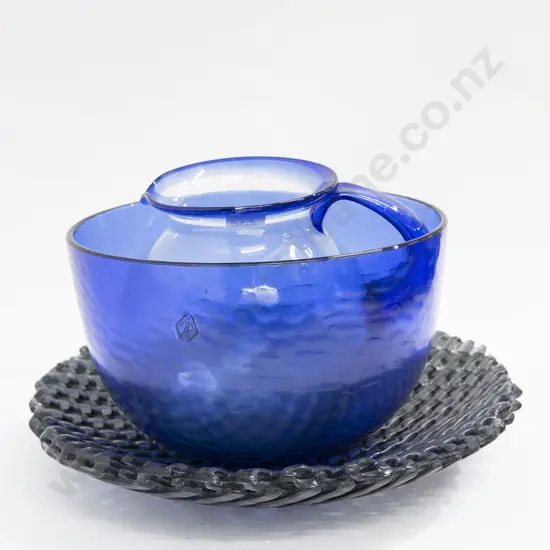 Lattice Glass Bowl Together with Spanish Glass Jug and Bowl